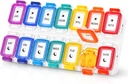 Fullicon Moisture Proof Pill Organizator 2 razy dziennie, Duży Pill Box 7 dzień, Spill Proof Pill Case, Travel Pill Container, Medicine Pill Organizator z bezpiecznych lidów, Daily Pill Organizer (Rainbow Clear)