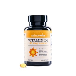 NatureWise witaminy D3 2000iu (50 mcg) 200- Day Supply for Immune Support, Healthy Muscle Function, and Bone Health - Non-GMO, Gluten Free in Organic Extra Virgin Olive Oil, (Mini Softgel), 200 Count