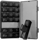 Cotygodniowy Pill Organizer 7 Day 3 Times, Portable Pill Organizer, BPA Free Pill Case, Travel Daily Pill Box Reminder, Medication Organizer for Vitamin, Suplementy (Black1)