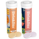 Drinklits Pomarańczowy Codzienne tabletki nawadniające + Truskawki tabletki odporności (2) Tube Pack Agregat 124; Esential Electrolytes - Great Taste - Immune Support Agregates 124; 20 Servings (10 Tablets per Tube)