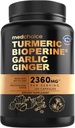 4- in-1 Kurkuma i Czosnek Suplementy z BioPerine - 2360mg Turmeric Ginger Root Kapsułki z czosnkiem - Mieszanka ziołowa o dużej mocy (120 ct)