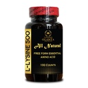 L- LYSINE 500 Kwas amino- suplement Lysin wspomaga zdrowe wargi i tkanki ustnej, Non-GMO, No gluten, Immune + Bone Health Support, Synteza protein - 1 butelka 100 Counts