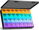 XL Duży miesięczny Pill Organizator 4 Tygodnie, 28 Dzień Pill Organizator Tygodnia, Big Computer z Travel Case, 7 dzień Pill Dispenser 4 razy dziennie, Medicine Organizer Box for Witamina, Olej rybny