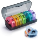 VIGOR PATH 7- Day Pill Organizator z dwóch komnat na dzień, Idealny do tabletek / witaminy / olej rybny / suplementy przechowywania, BPA- Free i łatwe do czyszczenia (czarny - kolorowe)