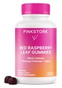 Pink Bocian Red Raspberry Leaf Gummies - Trzeci Trimester Labor Prep + Postpartum Mood Essentials z wieczorem Primrose Oil + Black Cohosh - 60 Vegan Gummy Supplements, Non-GMO