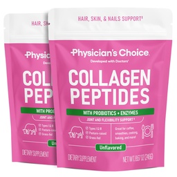Collagen Peptydes Powder - Białko hydrolizowane (typ I i III) - Enzymy pokarmowe - Keto Collagen Powder for Women & Men - Hair, Skin, Joints & Workout Recovery Aid - Grass Fed, Non-GMO - Two-pack