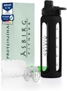 2.0 Fitness Xion124; Protein Shaker Made of Glass Xion124; Protein Shaker Xion124; Drinking Bottle Xion124; with Spiral Ball Xion124; 24 oz (Black)