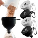 Protein Powder Funnel Set – 4 Pack Portable Water Bottle Funnel | Perfect for Pre-Workout, BCAA's, and Protein Powder | No-Mess, Keychain Powder Container for Workout, Fitness, and Travel
