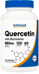 Nutricost Quercetin z Bromelainem, 880mg Quercetin + 165mg Bromelain Per Serving, 120 Kapsułek, 60 Sług (2 Czapki na Serving) - wegetariański, Non- GMO & Gluten Free