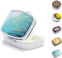 Małe pudełko na torebkę, przenośny pióro organizator dla medycyny Fish Oils Vitamin, Metal Cute Travel Pocket Pocket Pill Case Holder (Marmur prostokątny)