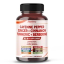 Cayenne Pepper Ginger Turmeric Berberine - Trawienie, Gut Heath Support - Made in USA