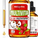 Liquid Multivitamin for Dogs - Kot Multivitamin for Indoor Cats - 10- in-1 Liquid Dog Vitamin B Complex, C, D3 - Trawienie, oddawanie moczu, Hip & Joint, Skóra & Coat - Żurawinowy Flavor - 2 Oz