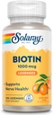 SOLARAY Biotin 1000mcg Lozenges - Suplement Biotin z witaminą A - Funkcja nerwowa i wsparcie energii komórkowej - Naturalny aromat soku pomarańczowego, świetny smak, 60- dniowa gwarancja, 100 Służenia, 100 Lozenges