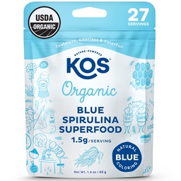 KOS USDA Organic Blue Spirulina Proszek, Fikocyjanina - Wegan Algae Superfood - Naturalne jedzenie Kolorowanki dla Smoothies & Napoje białkowe, Roślina oparta, Nie GMO - 27 Służenie