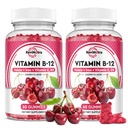 Witamina B12 Gumiaki - 5000 µg Metylkobalamina z żelazem, Witamina C, D3 & Folate, Wsparcie energetyczne i Metabolizm, Immune, B- 12 Kompleks Suplement do żucia dla mężczyzn i kobiet, 120 Hrabia, 2 Pack