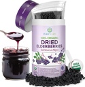 USDA Organic Suszone Elderberry 1lb luzem (Bezpieczne opakowanie, Resealable Bag, BPA- Free Scoop) Naturalne, nienapromieniowane, Surowy cały czarny Elderberry, Wsparcie immunologiczne, zrobić Sambucus Elderberry Syrop, 1 funt