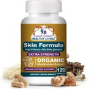 Rak Sciences Skin Wellness Supplement, USDA Certified Organic Extract Mushrooms Supplement, Dodatkowa moc 1500 mg, Wysoka potencja 40% Beta- Glukany, Wsparcie immunologiczne, Glowing Complexion, 120 Kapsułki
