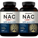 2 Pack NAC Supplement (N- Acetyl Cysteine) z Quercetin, 1,200mg Per Serving, 480 Kapsułki 124; Podwójna moc przeciwutleniacz Wsparcie immunologiczne, Wątroba, & Lung Health - Non-GMO