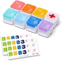Organizator medycyny, Diy Travel Weekly Pill Organizer case, Daily Pill Box / Container 7 Day, Pill Dispenser / Container for Witamina / Olej rybny (1 Time A Day, Rainbow)