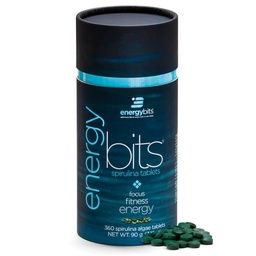 ENERGYBITS - Organic Spirulina Tablets - Plant- Based Algae Superfood - for Focus, Fitness, Energy - Plant Protein - Gluten Free - Collagen, Witamina B12, Omega 3 - Keto & Vegan - 360 Algae Tablets