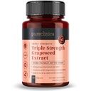 pureklinica Grape Seed Extract 300mg x 180 tabletek - 90% oligomerycznych proantocyjanidyn. 300% silniejsze niż zwykłe nasiona winogron.