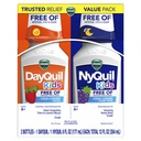 Vicks Kids DayQuil & NyQuil Cold & Cough Relief Liquid Co- Pack, Free of Sztuczne barwniki i cukier, Multi- Symptom Relief of Cough, Sneezing, Runny Nose, Mucus, and Chest Congestion, for Ages 6 +, 2x6oz