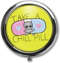 Cute Cartoon Take A Chill Pill Quotes Pill Box Case Trinket Pudełko Telefon Wybierz Pop Art Retro Medicine Holder Organizator - 3 Komory