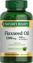Nature 's Bounty Flaxseed and Omega 3, Suplement diety, Wspomaga zdrowie układu sercowo- naczyniowego, 1200mg, Softgels, 125