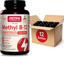 Jarrow Fixas Maksymalna wytrzymałość Metylu B- 12 5000 µg Suplement diety - 90 Cherry Chewable Tablets - Bioactive Witamina B- 12 - Wspiera produkcję energii komórkowej, Sleep & Brain Health (opakowanie 12)