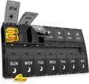 XL Duży Pill Organizator 7 Dzień, Cotygodniowe lekarstwo Pill Box 2 razy dziennie Am Pm Pill Case Organizator 14 Komory z Hanged Lids Design Daily Box Pill Dispenser dla oleju rybnego / Suplementy (czarny)