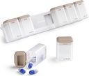 Tygodnik Pill Organizer Magnetic, Odkurzalny Pill Box 7 Dzień 1 Czas w dniu, Duże Pill Case Travel, Tydzień raz dziennie Dispenser Medicine Container Holder do suplementu Witamina, Brown