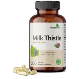 Futurebiotyki Mleko Tistle Silymarin Marianum & Dandelion Root Liver Health Support, Przeciwutleniacze, Detox, 300 Kapsułki