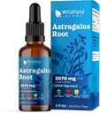 Astragalus Herb Extract Drops 2000mg (Astragalus Moscaceus) Herbal Supplement Absorbs Better Than Capsules, 1 Miesiąc dostawy, 84 Słupki, Bezalkoholowe nalewka - 2 Oz, Opakowanie 1