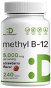DEAL SUPLEMENT Metylu B- 12 Witaminy 5000 µg, 240 Tabletki do rozgryzania i żucia 124; Forma aktywna - Strawberry Flavored - Energy Support & Brain Health Function - Wegetarian & GMO Free