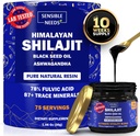 Pure Himalayan Shilajit Organic Resin Supplement, Shilajit dla mężczyzn i kobiet z Black Seed Oil & Ashwagandha, Energia, Immunitet, 78% Kwas Fulvic, 87 + Ślady minerałów, 400 mg