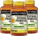 MASON NATURAL Wieczór Primrose Oil Softgels, 3 Dostawy Miesiąc, Może Wsparcie dla Kobiet Healh, 3 Pack (1 Miesiąc za butelkę)