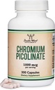 Pikolinat chromowy 1000mcg do zarządzania zdrową wagą (wysoka absorpcja i dostępność biologiczna) (300 Vegan Safe Capsules, Non-GMO, Gluten Free) przez podwójne uzupełnienie drewna