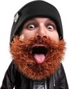 Beard Head Bushy Biker Beard Beanie - Funny Knit Hat i fałszywe Beard kostium czarny