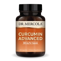 Dr Mercola Curcumin Advanced - 500 mg Curcumin Root Extract - 95% Curcuminoids - Dla Vision Health, trawienie i koncentracja - Trwałe uwalnianie - Non- GMO, Gluten- Free & Soy- Free - 30 Kapsułki (30 Servings)