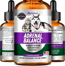 Wsparcie dla psów i kotów dla zwierząt domowych - Made in USA - Cushings Leczenie psów - Cat & Dog Supplement for Nerki Support - 2 Fl Oz