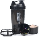 Butelka z shakerem proteinowym, 16 Oz Shake Cup for Protein Powder with Storage, Sports Water Bottle, Non Slip 3 Warstwa Twist Off 3oz Cups with Pill Tray Leak Proof Shake Butelki do mieszania białek