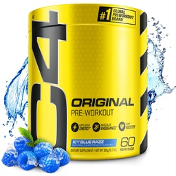 Cellucor C4 Original Pre Workout Powder ICY Blue Razz - Witamina C do immunologicznego wsparcia - Bezcukrowa energia do treningu wstępnego dla mężczyzn i kobiet - 150mg kofeina Plus Beta Alanine Plus Creamine - 60 Służenie
