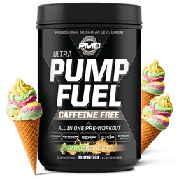 PMD Pompa sportowa Paliwo Ultra kofeina Free - Premium Pre Workout Powder & Pompa mięśniowa, Greater Focus, Endurance & Recovery, Premium Creaine, Arginine & Beta Alanine - Rainbow Sherbet (30 Służenie)