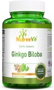 NutreeVit 100% Organic Ginkgo Biloba kapsułki - Wspiera zdrowie mózgu, psychiczną alertywność, cyrkulacja, i zwiększa pamięć - Organiczny przeciwutleniacz - 100 Licz butelek