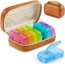 AUVON Cotygodniowy Pill Organizator 2 razy dziennie z PU Leather Bag, Podróże AM PM Pill Box 7 Dzień z One- Side duży projekt otwarcia dla łatwego napełniania, Przenośny pióro przypadku dla witamin, Medykacja, Suplementy