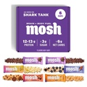MOSH Variety Pack Keto Protein Bars, High Fiber, Low Carb, Gluten Free, wysoki poziom białka, Mózg zdrowe przekąski z Ashwagandha, Lwie grzywa, 6 Hrabia