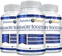Research Verified Memory Booster - Suplement nootropowy - Wzmocnienie Cognition and Memory - Lwie Mane, Ginkgo Biloba, BioPerine - 3 Miesiąc Dostawy - Non-GMO - Made in The USA