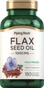 Piping Rock Flaxseed Oil 1000mg Softgel kapsułki 124; 180 Hrabia 124; Cold Pressed Supplement Supplement Supplement 124; Non-GMO, Gluten Free