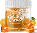 Colostrum Chews Suplement z probiotyką dla zdrowia Gut, wzdęcia, wsparcia immunologicznego, skóry, wzrost włosów i piękna - Pomarańczowy Flavor (60 Służenia)