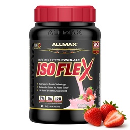 ALLMAX Nutrition ISOFLEX Izolat białka serwatki, Truskawka - 2 lb - 27 gramów białka na miarkę - Zero tłuszczu i cukru - 99% Laktoza wolna - Bez glutenu i soi - Przybliżone 30 Sług